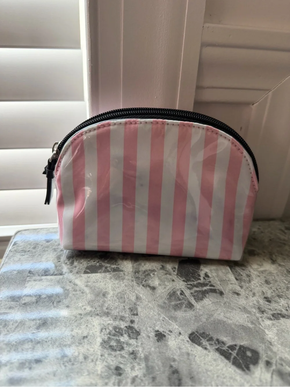 Victoria's Secret Pink & White Striped Cosmetic Bag